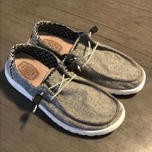 Hey Dude Grey Canvas Slip-On Shoes with White Sole